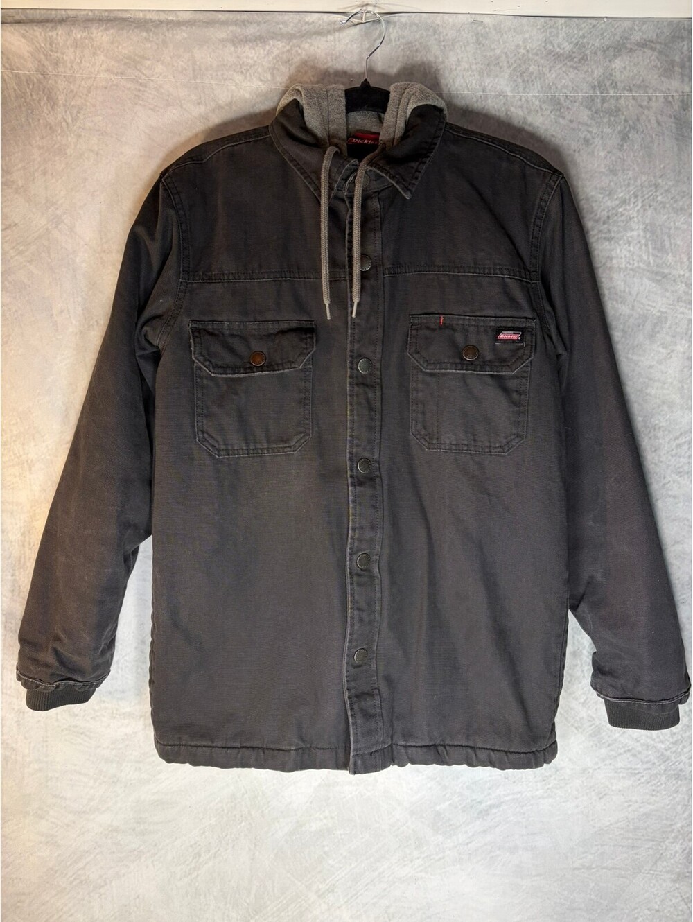 Dickies Men's Black Hooded Quilted Lined Workwear Jacket